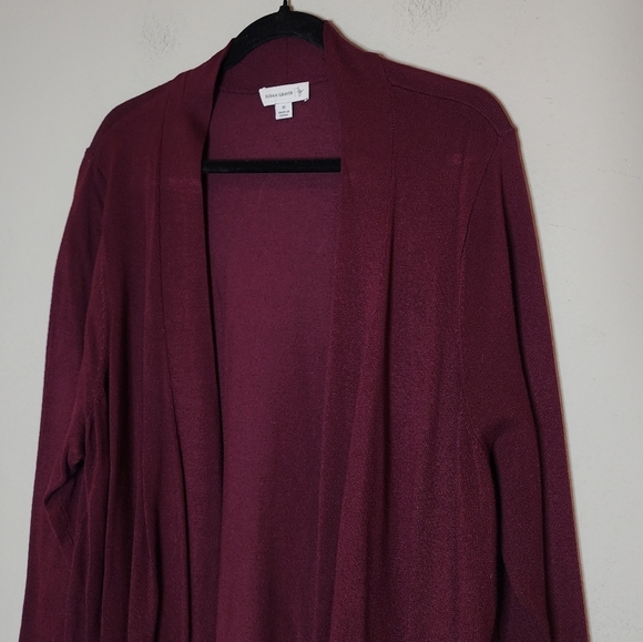 Susan Graver plum Purple open knit cardigan with pockets.  Size 1X - Picture 8 of 16